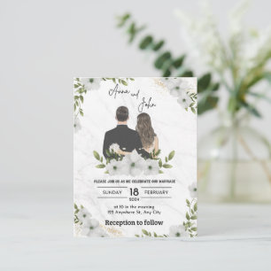 Grüne Blume Einladung zur Hochzeit