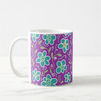 Grüne Blume für lila Design Kaffeetasse