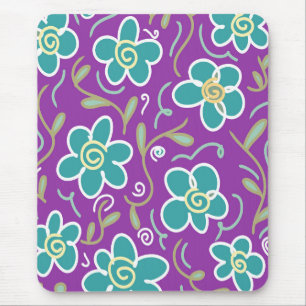 Grüne Blume für lila Design Mousepad