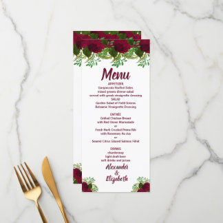 Grüne Blume Hochzeitsmenü Menükarte