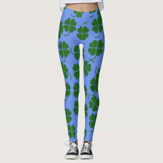 Grüne Blume in blau Leggings