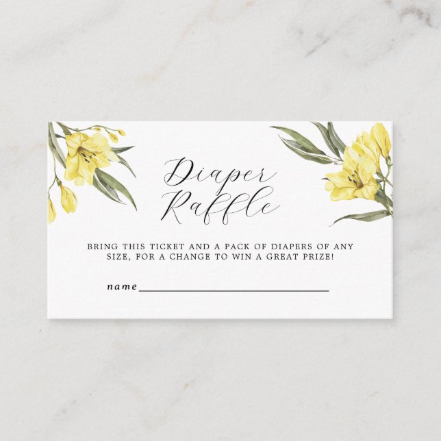 Grüne Blume Kinderduschmaschine Windeln Raffle Begleitkarte (Vorderseite)