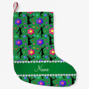 Grüne Blume mit personalisiertem Namen Kleiner Weihnachtsstrumpf