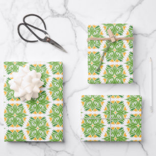 Grüne Blume, Muster von Blume, Blumenmuster Geschenkpapier Set