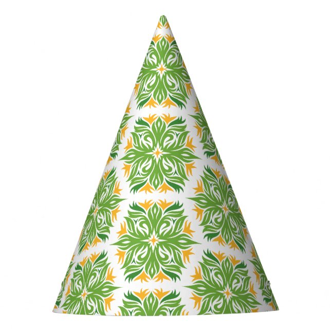 Grüne Blume, Muster von Blume, Blumenmuster Partyhütchen (Vorderseite)