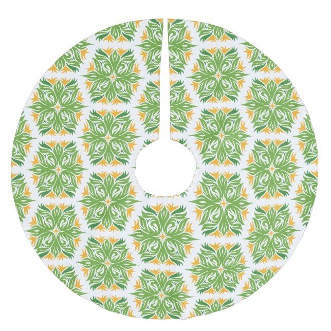 Grüne Blume, Muster von Blume, Blumenmuster Polyester Weihnachtsbaumdecke (Vorderseite)