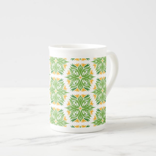 Grüne Blume, Muster von Blume, Blumenmuster Prozellantasse (Vorderseite Rechts)