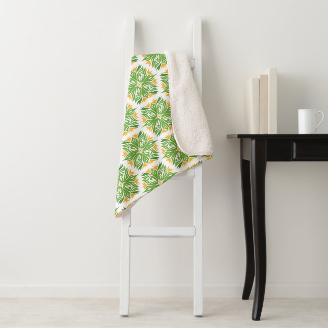 Grüne Blume, Muster von Blume, Blumenmuster Sherpadecke (Beispiel)