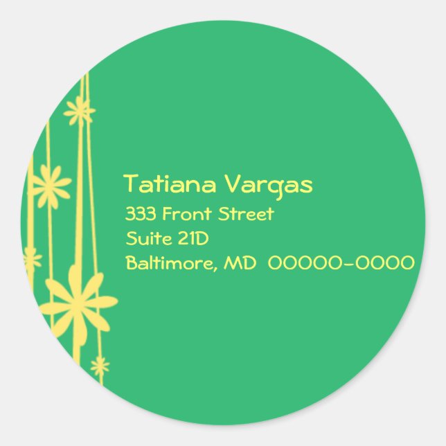 Grüne Blume Runder Aufkleber (Vorderseite)