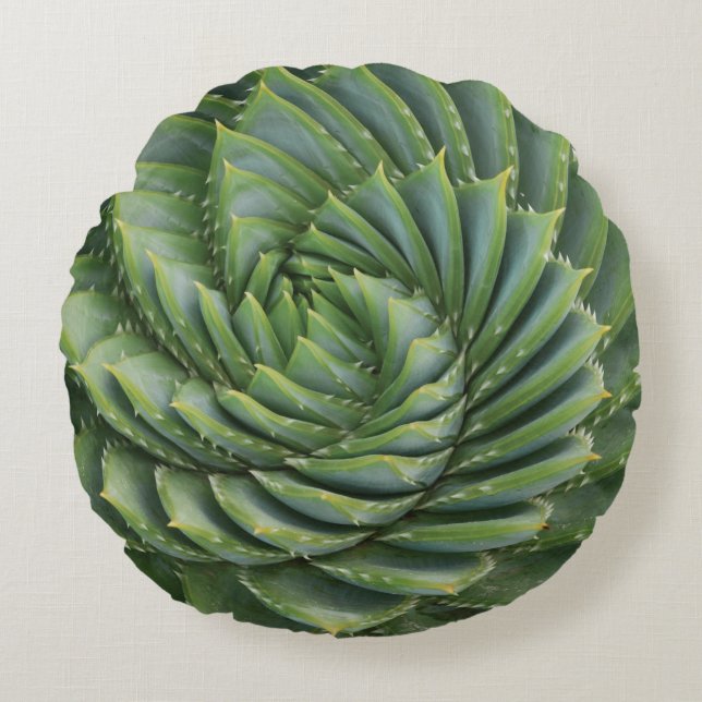 Grüne Blume Rundes Kissen (Vorderseite)