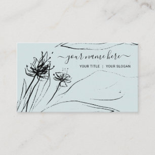 Grüne Blume Skizze Elegant handgezeichnet Mädchenh Visitenkarte