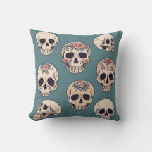 Grüne Blume Skulls animiert farbiges Halloween