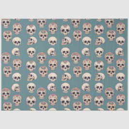 Grüne Blume Skulls animiert farbiges Halloween Seidenpapier