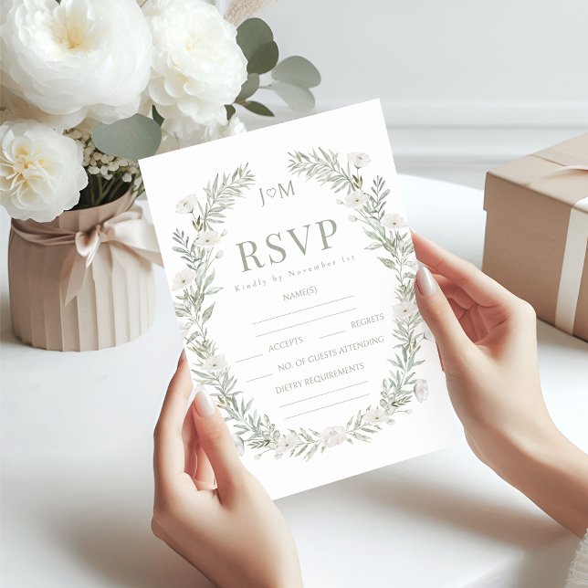 Grüne Blume Wraath rustikale Hochzeit RSVP Karten (Von Creator hochgeladen)