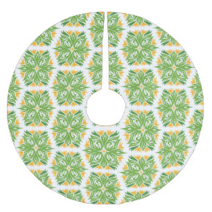 Grüne Blumen, Blumenmuster, Florales Muster Polyester Weihnachtsbaumdecke