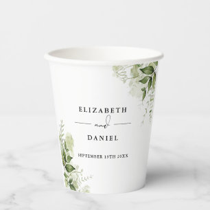 Grüne Blumen Elegante Moderne Hochzeit Pappbecher