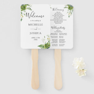 Grüne Blumen Elegantes Hochzeitsprogramm Fächer