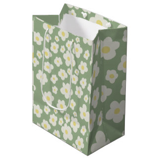 Grüne Blumen-Geschenktasche Mittlere Geschenktüte