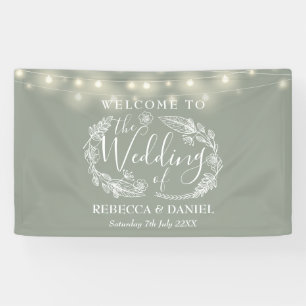 Grüne Blumen-Girlande Skript Hochzeit Banner