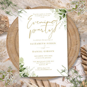 Grüne Blumen Gold Hochzeit Abendparty Einladung