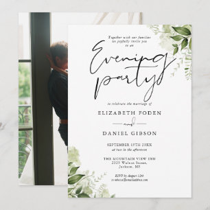 Grüne Blumen Hochzeitsabendparty Einladung