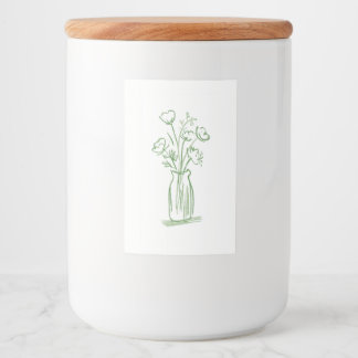 Grüne Blumen | Minimale handgezeichnete botanische Lebensmitteletikett