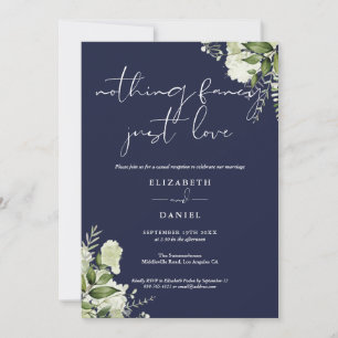 Grüne Blumen Navy Elopement Hochzeitsempfang Einladung