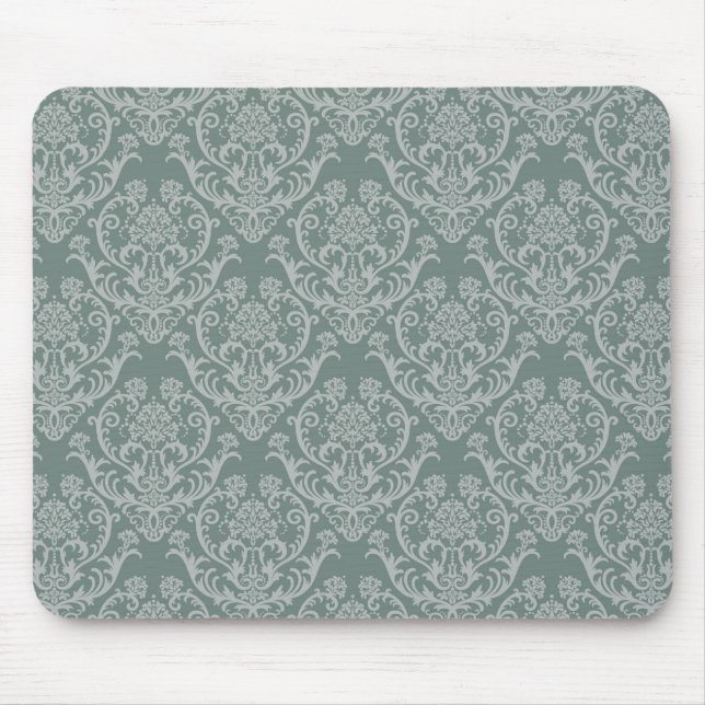 Grüne Blumen-Tapete Mousepad (Vorne)