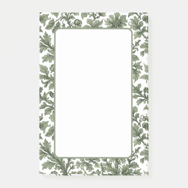 grüne Blumen und Blätter Post-it Klebezettel (Vorderseite)