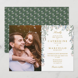 Grüne Blumen Wildblumen Kaskade Foto Hochzeit Einladung