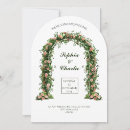 grüne Blumenbogen-Romanische Hochzeitseinladung Einladung