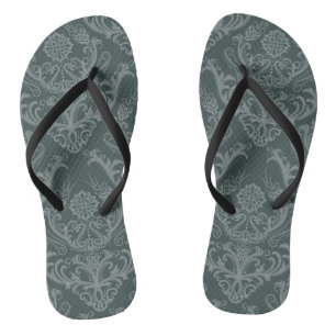 Grüne Blumendamastluxustapete Flip Flops