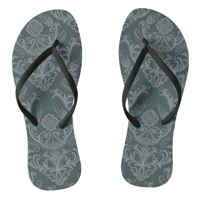 Grüne Blumendamastluxustapete Flip Flops (Fußbett)