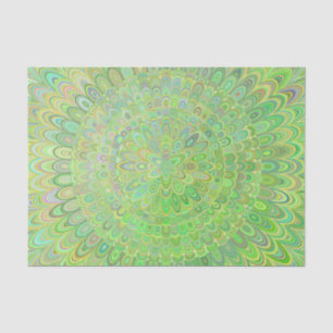 Grüne Blumenfeder-Mandala Seidenpapier