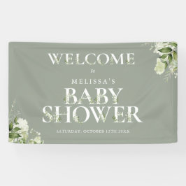 Grüne Blumengeschirr Grüne Babydusche Willkommen Banner