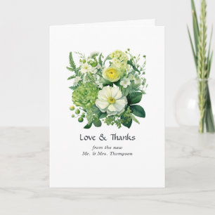 Grüne Blumenhochzeit Dankeskarte