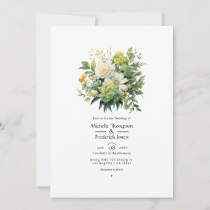 Grüne Blumenhochzeit Einladung