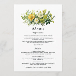 Grüne Blumenhochzeit Menükarte