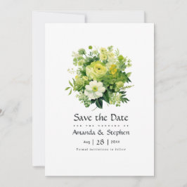Grüne Blumenhochzeit Save The Date