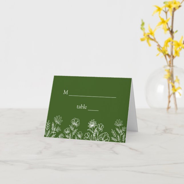 Grüne Blumenhochzeit vorbehaltene Platzkarten Karte (Gelbe Blume)