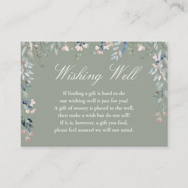 Grüne Blumenkaskade wünscht gute Hochzeit Begleitkarte (Vorderseite)