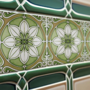 Grüne Blumenmauer Dekoration Jugendstil Backsplash Fliese
