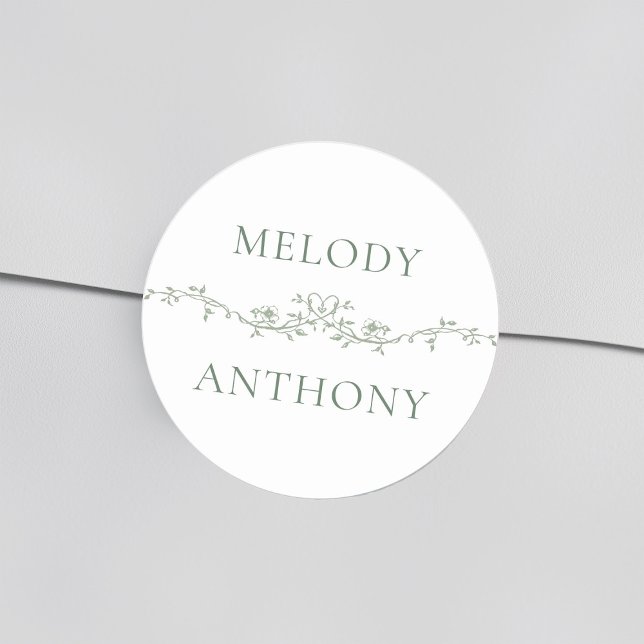 Grüne Blumenstrasse Elegante Hochzeit Runder Aufkleber (Von Creator hochgeladen)