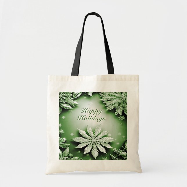 Grüne Blumenstrauß Weihnachtsfeiertage Tasche (Vorne)