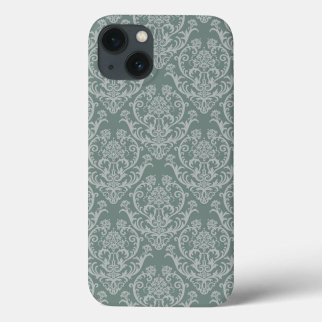 Grüne Blumentapete Case-Mate iPhone Hülle (Rückseite)
