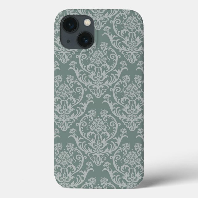 Grüne Blumentapete Case-Mate iPhone Hülle (Rückseite)