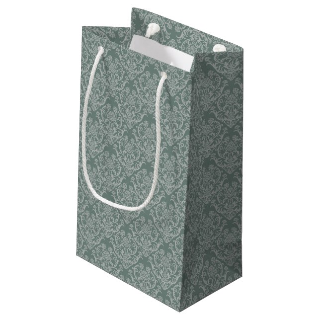 Grüne Blumentapete Kleine Geschenktüte (Rückseite Schrägansicht)