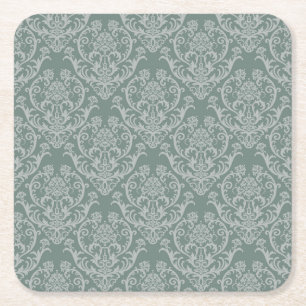 Grüne Blumentapete Rechteckiger Pappuntersetzer