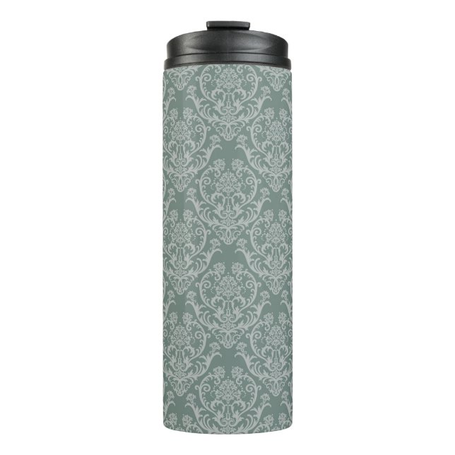 Grüne Blumentapete Thermosbecher (Vorderseite)