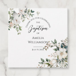 Grüne Blumentaufen Geschenkanhänger